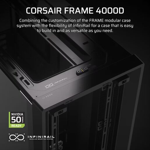 CORSAIR kućište FRAME 4000D 360mm radiator, 170mm cooler430mm GPU, ATX, Black