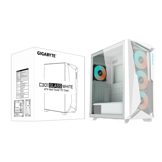 GIGABYTE kućište C301G White 3xARGB fans(1xRear; 3xFront)GPU H : 400mm; Dust filter