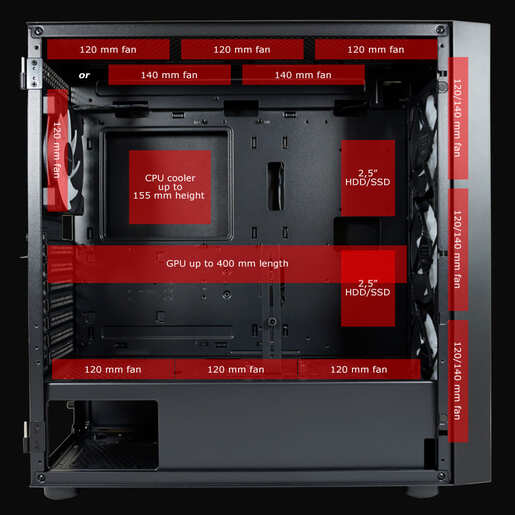 LC-POWER kućište Gaming 810BE-ATX, ATX, Micro ATX, MiniITX4x 120mm ARGB fans, tempered glass