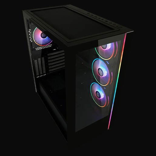 LC-POWER kućište Gaming 808B Midi-ATX, black, HD Audio, 4x 120mm ARGB fan, 1x USB-C