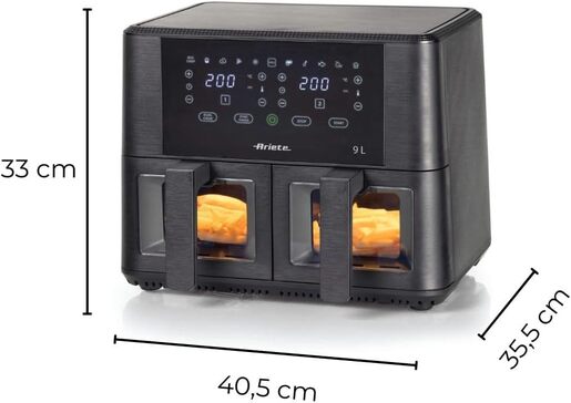 Ariete friteza na vrući zrak s dvije korpe 4631, 2400 W, crna