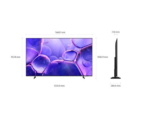 SAMSUNG LED televizor UE75U8072FUXXH, 4K Ultra HD, Smart TV, Tizen™, MetalStream Dizajn, HDR 10+, Crystal Procesor 4K, Crni