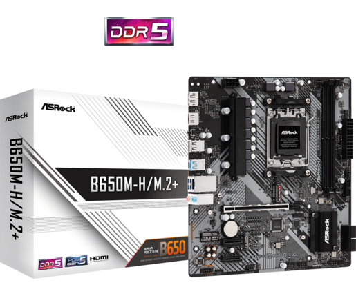 ASROCK matična ploča B650M-H/M.2+ AMD B650, AM5, 2xDDR5, 2xM.24xSATA, HDMI, DP, microATX