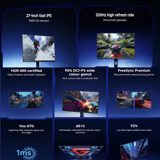 XIAOMI monitor G27i 2026 gaming, 27, FullHD, IPS, 400 cd/m2, AMD FreeSync Premium, HDR400, DP, HDMI, 200Hz, 1ms