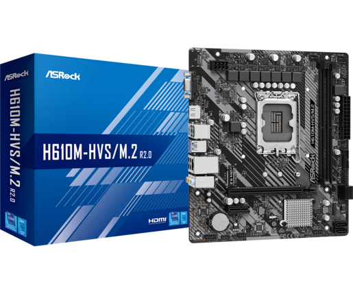 ASROCK matična ploča H610M-HVS M.2 R2.0 Intel H610,2xDDR4,VGA,HDMI,M.2,4xSATA3,6xUSB,micro ATX