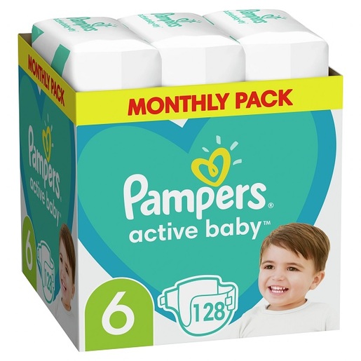 Pampers Active Baby Plus pelene, vel. 6 (13-18kg), 128 kom