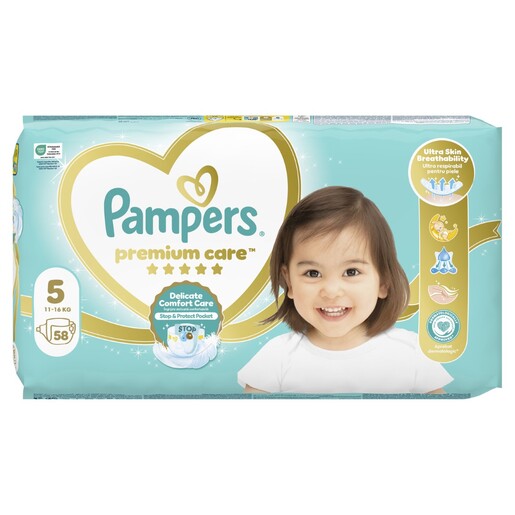 Pampers Premium Care Jumbo Pack pelene, vel. 5 (11-16kg), 58 kom