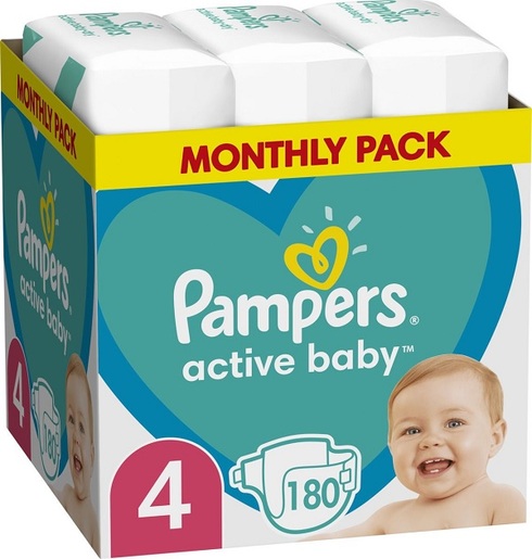 Pampers Active Baby Plus pelene, vel. 4 (9-14kg), 180 kom