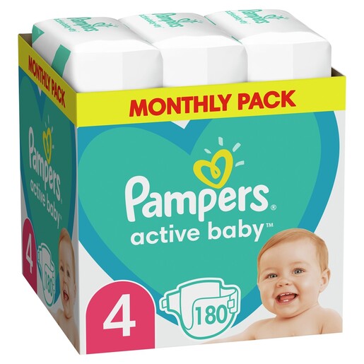 Pampers Active Baby Plus pelene, vel. 4 (9-14kg), 180 kom