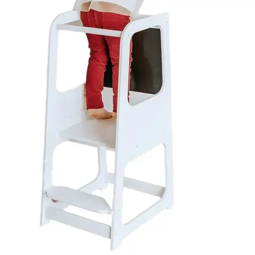 KINDER HOME Montessori Toranj - edukativna stolica sa crnom tablom i podesivom visinom, bijela TF-13071