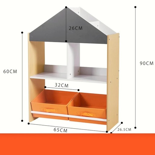 KINDER  HOME dječji ormarić, regal za igračke i knjige sa tablom za pisanje, kuća, drvo TF-6747