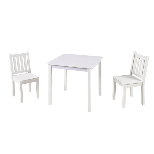 KINDER HOME dječji drveni stol sa 2 stolice, set za učenje, crtanje, igru, jelo - BIJELI TF-6644-V
