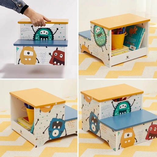 KINDER HOME dječja drvena stolica-merdevine sa 2 stepenika šarena TF-6063