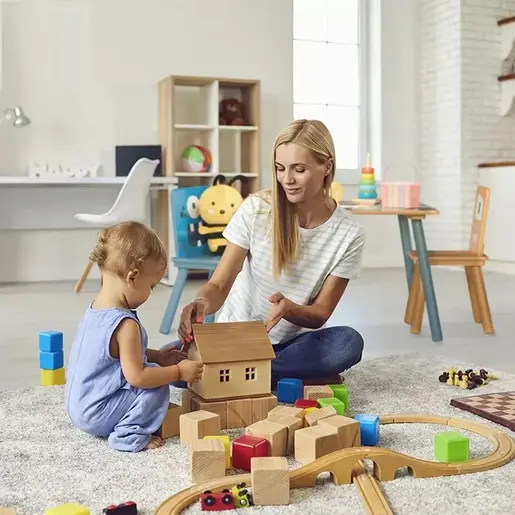 KINDER HOME dječji drveni stol sa 2 stolice šareni TF6051