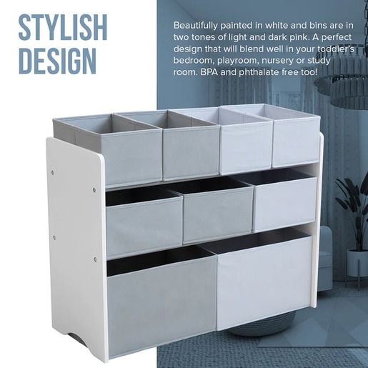 KINDER HOME Organizator za igračke bijelo-sivi JVTR-3090-1