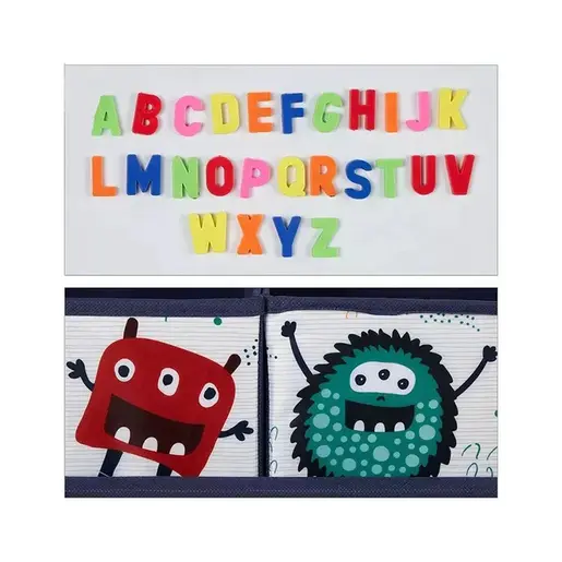 KINDER HOME dječja drvena tabla sa magnetima na postolju, za učenje, crtanje i skladištenje plavo-žuta TF6057