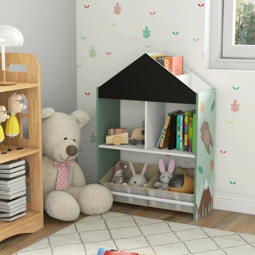 KINDER HOME Ormar za igračke i knjige, crna tabla za pisanje TF-6806