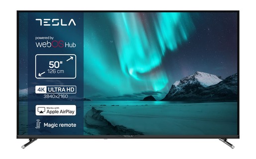 TESLA LED televizor 50E655BUW, 4K Ultra HD, Smart TV, WebOS, ThinQ AI, Dolby Audio, Magic Remote, Crni
