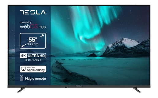 TESLA LED televizor 55E655BUW , 4K Ultra HD, Smart TV, WebOS, ThinQ AI, Dolby Audio, Magic Remote, Crni