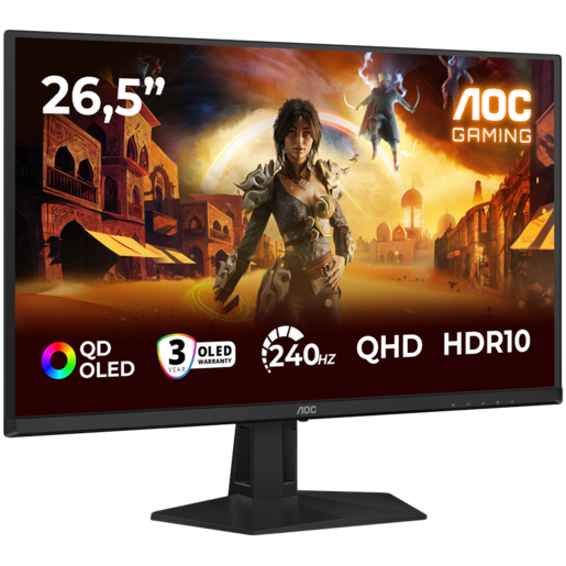 AOC monitor Q27G41ZDF gaming, 27, QHD, OLED, 1000 cd/m2, Adaptive Sync, HDR10, HDMI, DP, 240Hz, 0.03ms