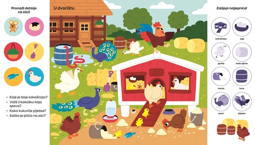 Pronađi i zalijepi 101 detalj sa slike - Seoske životinje