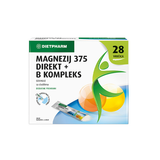 Dietpharm Magnezij 375 + B complex – tablete za energiju, 28 kom