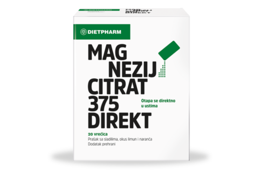 Dietpharm Magnezij citrat 375 Direkt – granule za mišiće, 20 kom
