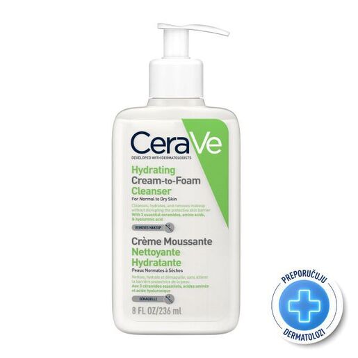 CeraVe Cream-to-Foam Cleanser 236 ml – nježno čišćenje i uklanjanje šminke