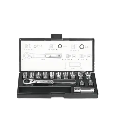 Makita - 14 dijelni set nasadnih ključeva 1/4", 3/8", 10-19 mm B-65595