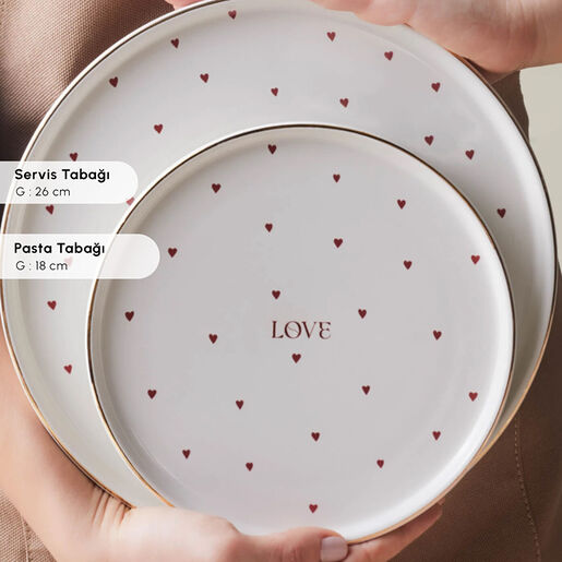 Karaca set za ručavanje Love, set za dvije osobe