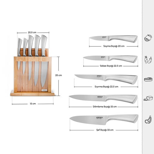 Karaca set noževa sa stalkom i daskom Vigor, 7 komada
