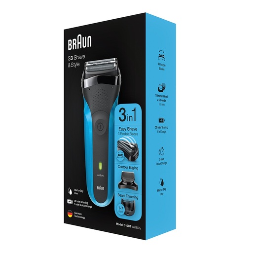 BRAUN aparat za brijanje 310BT Series 3 3u1, mokro/suho, 5 češljeva