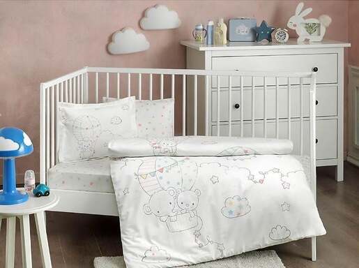 Dječija posteljina TAC Baby Balloon siva 100x150 cm – organski pamuk