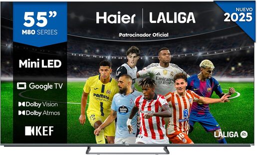 Haier Mini LED televizor H55M80FUX, 4K Ultra HD, Smart TV, Google TV, HDR10, Dolby Atmos, Dolby Vision, Siva