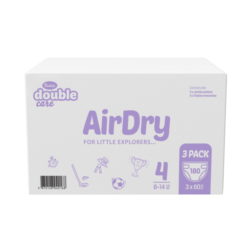 Violeta Air Dry Double Care pelene Maxi 4 Jumbo 180 kom (8–14 kg) Monthly Pack
