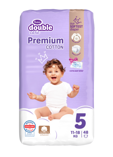 Violeta Air Dry Premium Cotton pelene Junior +5 48 kom (11–25 kg) + maramice 99% voda 20 kom