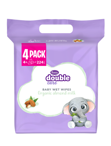 Violeta dječje vlažne maramice s organskim bademovim mlijekom 4x56 kom (224 kom)