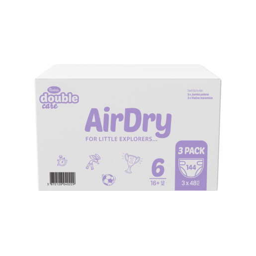 Violeta Air Dry Double Care pelene Junior Plus 6 Jumbo 144 kom (16+ kg) Monthly Pack