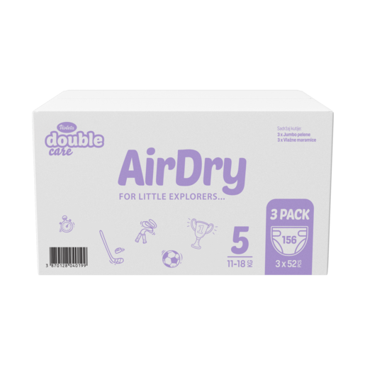 Violeta Air Dry Double Care pelene Junior 5 Jumbo 156 kom (11–18 kg) Monthly Pack