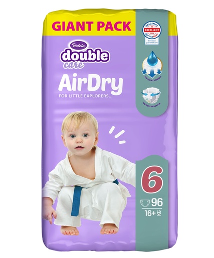 Violeta Air Dry Double Care pelene veličina 6 GIANT Pack 96 kom (16+ kg)