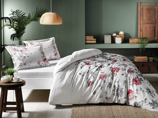 Posteljina TAC Zaira siva 200x220 cm – Lux Saten pamuk (Euro set)