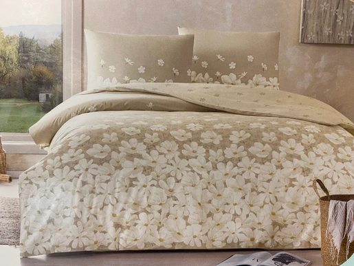 Jednokrevetna posteljina TAC April V01 Bej 160x220 – 100% pamuk