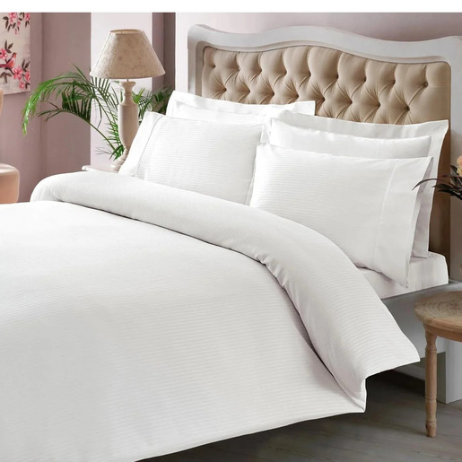 Dupla posteljina TAC Stripe Beyaz 200x220 cm – Saten 100% pamuk