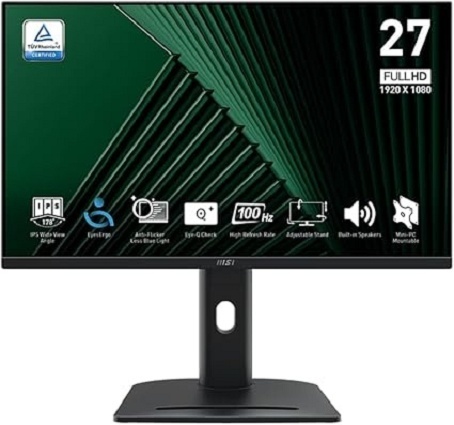 MSI PRO monitor MP275PG, 27" IPS FHD 1920x1080, 100Hz, 4ms, AMD FreeSync