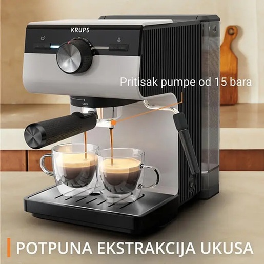 KRUPS aparat za espresso kafu XP381B10 Authentic C40, ručni, sivi