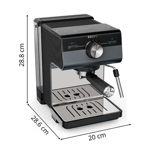 KRUPS espresso aparat za kafu XP384G10 Authentic+ C80, ručni, tamno sivi