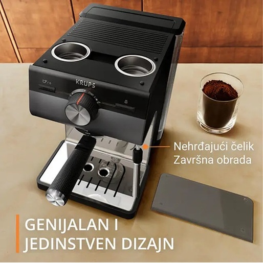 KRUPS espresso aparat za kafu XP384G10 Authentic+ C80, ručni, tamno sivi
