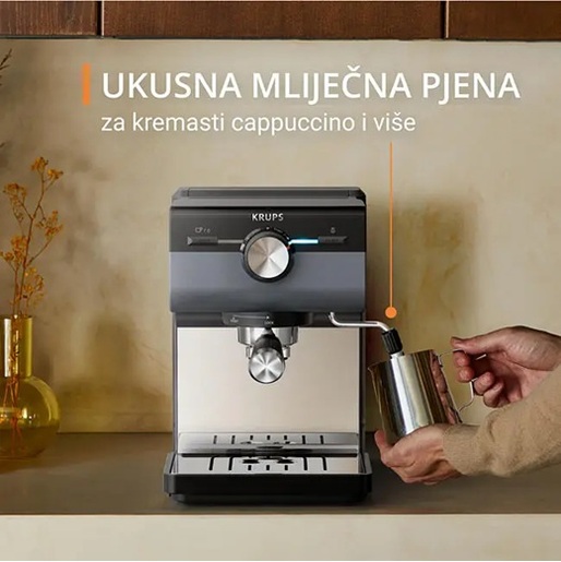 KRUPS espresso aparat za kafu XP384G10 Authentic+ C80, ručni, tamno sivi