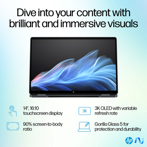 HP laptop OmniBook Ultra Flip 14-fh0014, B49DPEA, Intel Core Ultra 7 258V, 14" 2.8K OLED Touch 120Hz, 32GB LPDDR5x RAM, 2TB SSD, Intel Arc Graphics, Windows 11 Home