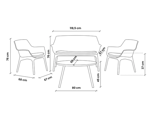 BICA Luxor vrtna garnitura grafit siva